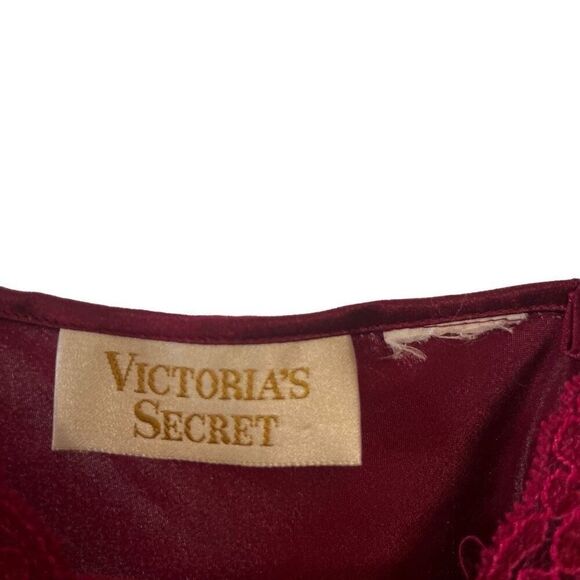 Vintage 80’s Victoria’s Secret Merlot Red Chiffon Floor length Nightgown - Picture 9 of 11